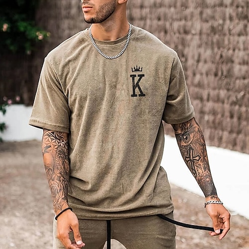 

Per uomo maglietta Magliette grafiche Camicia 100% cotone lavaggio acido Camicia fresca Pop art stampa di lettere Di tendenza Girocollo Stampa a caldo Da tutti i giorni Da mare Manica corta Stampa