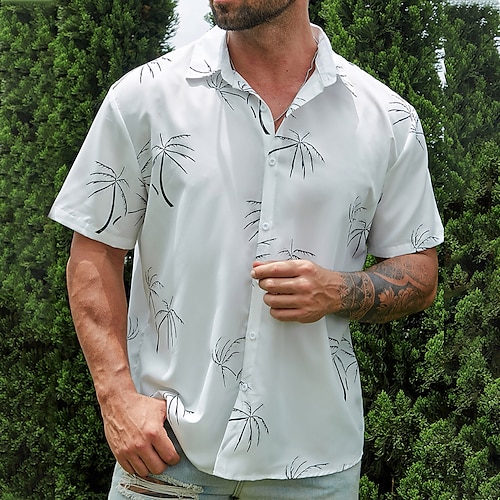 

Per uomo Camicia Camicia con bottoni Dipinto Palma Collo ripiegabile Bianco Plus Size Esterno Informale Manica corta Abbigliamento Moderno Retrò vintage