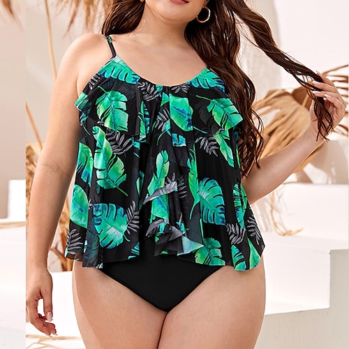 

Mujer Bañadores Tankini 2 piezas Talla Grande Traje de baño 2 Piezas Hoja Verde Trébol Camiseta sin mangas Trajes de baño Deportes Ropa de playa Verano