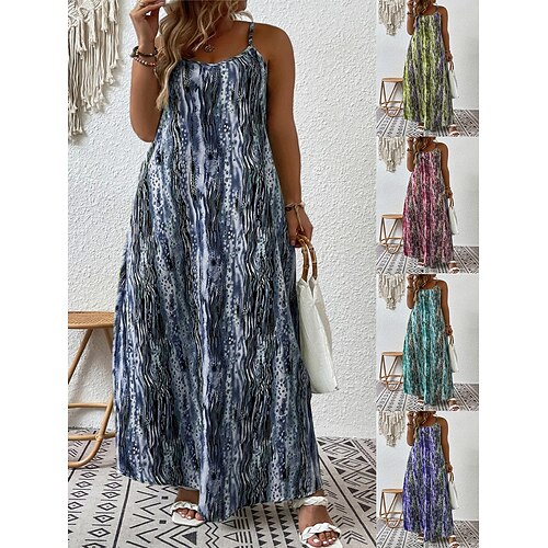 

Per donna Plus Size Abito casual Abito sottoveste Pop art Colorato a macchie Abito lungo Abito lungo Senza maniche Schiena scoperta Stampa Con bretelline Di tendenza Giornaliero Vino Blu Estate