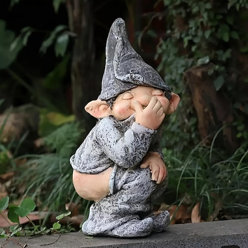 

1pc Garden Gnome Outdoor Statue, Naughty Knome Figurine Lawn Ornament Dwarf Sculpture Patio Yard Decor Landscape Porch Decoration Outside Gifts