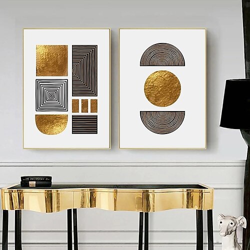 

Golden Abstract Geometry Line Modern Canvas Painting Posters and Prints Wall Art Pictures For Living Room Wall Art Decor