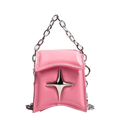 

Dame Crossbody-veske Pung PU lær Daglig Kjede Lettvekt Helfarge Svart Rosa Beige