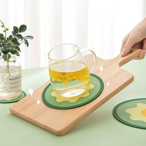 

Almofada de tapete de silicone para copo porta-copos com isolamento antiderrapante jogo americano para mesa de escritório em casa acessórios de cozinha
