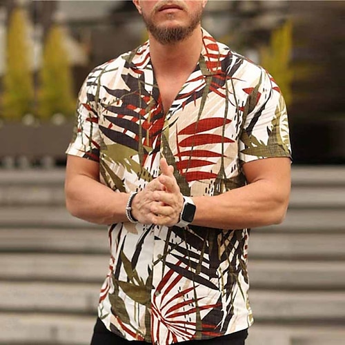 

Per uomo Camicia Camicia hawaiana Stampe astratte Foglie Collare cubano Aalbicocca Blu Verde Informale Hawaiano Manica corta Stampa Abbigliamento Sportivo Di tendenza Streetwear Originale