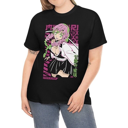 

Tueur de démons: Kimetsu no Yaiba Kanroji Mitsuri Manches Ajustées Animé Art graphique Tee-shirt Pour Homme Femme Unisexe Adulte Estampage à chaud 100% Coton Casual Quotidien