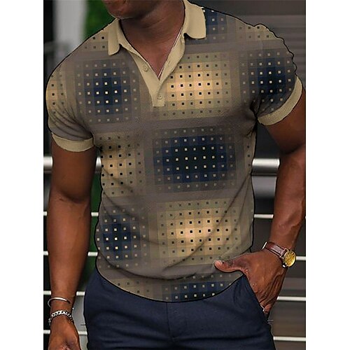 

Per uomo POLO Camicia da golf Golf 3D Print Stampe astratte Geometria Collo ripiegabile Giallo Esterno Strada Maniche corte Bottone giù Stampa Abbigliamento Sportivo Di tendenza Streetwear Originale