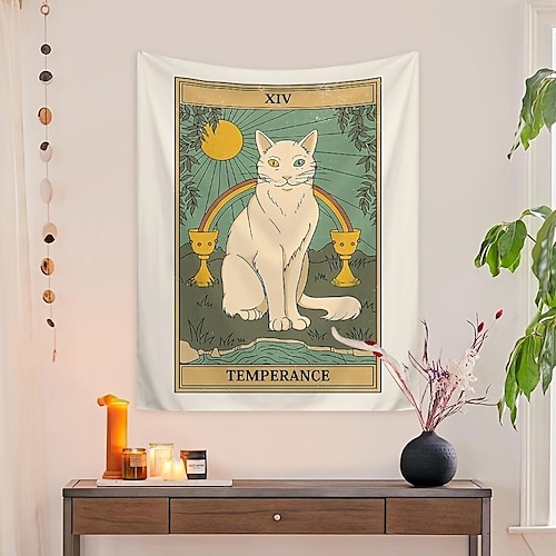 

Tarot Katze hängende Tapisserie Wandkunst große Tapisserie Wandbild Dekor Foto Hintergrund Decke Vorhang Zuhause Schlafzimmer Wohnzimmer Dekoration