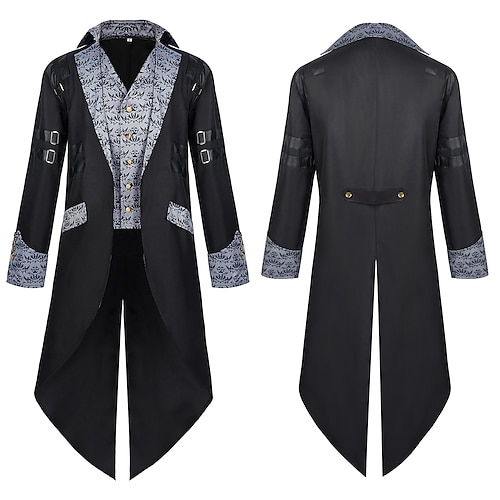 

Punk et gothique Epoque Médiévale Steampunk 17ème siècle Manteau Trench-coat Homme Costume Vintage Cosplay Casual Quotidien Manteau Mascarade