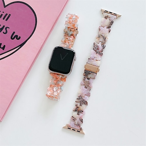 

Link Bracelet Compatible with Apple Watch band 38mm 40mm 41mm 42mm 44mm 45mm Women Waterproof Luxury Resin Band Strap Replacement Wristband for iwatch Series 8 7 6 5 4 3 2 1 SE