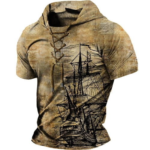 

Homens Moletom com capuz Marron Com Capuz Estampas Abstratas Barco Cordões Imprimir Desportos e Ar livre Diário Feriado Impressão 3D Designer Casual Esportivo Primavera Verão Roupa Moletons Moletons