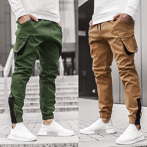 

Per uomo Pantaloni cargo Pareggiatore Pantaloni Tasca con patta Liscio Comfort Traspirante Esterno Giornaliero Per uscire Di tendenza Streetwear Verde militare Cachi
