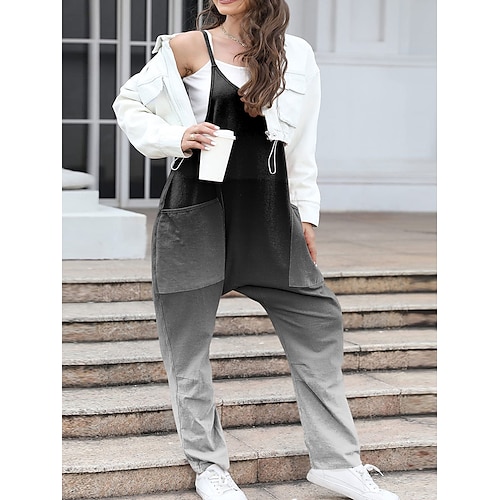 

Damen Latzhose Tasche Bedruckt Geometrisch V Ausschnitt Strassenmode Brautkleider schlicht Täglich Urlaub Regular Fit Ärmellos Wein Blau Purpur S M L XL Sommer