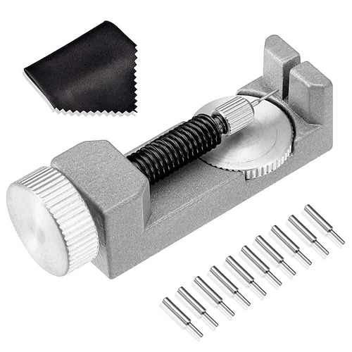 

Kit de suppression de lien de montre outil de bracelet de montre avec 10 broches supplémentaires pour le retrait de la broche de lien du bracelet de montre et le dimensionnement de la montre
