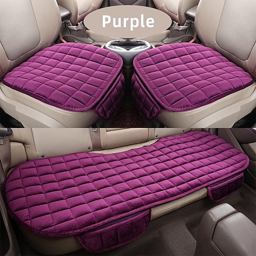 1pc Or 2pcs Or 3pcs Plush Plaid Thicken Warm Car Seat Cushion Pad Car Seat  Protector Car Front Rear Seat Covers For Car SUV Truck Car Accessories 