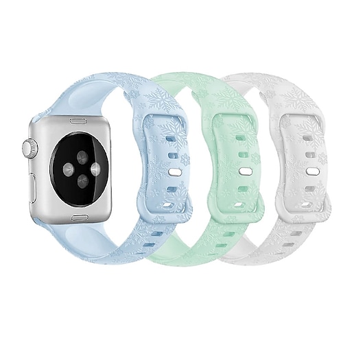 

Pulseira Esportiva flor gravada Compatível com Pulseira Apple Watch 38mm 40mm 41mm 42mm 44mm 45mm 49mm Impermeável fivela borboleta Fecho de Metal Silicone macio pulseira de substituição para Série