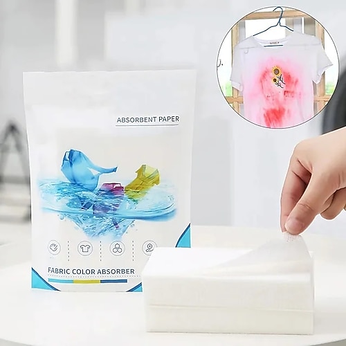 

50 pièces/paquet tablettes de lessive papier à lessive anti-taches feuilles de vêtements anti-chaîne mélange couleur absorption accessoires de lavage