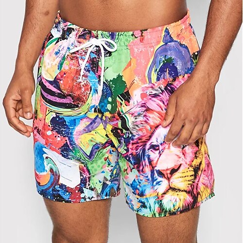 

Herre Surf shorts Badeshorts Sommer shorts Strandshorts Snørelukning med mesh-for Elastisk Talje Dyr Løve Grafiske tryk Hurtigtørrende Korte Afslappet Daglig Ferie Boheme Hawaiiansk Regnbue