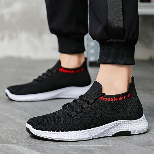 

Homens Tênis Sapatos Flyknit Esportivo Casual Ao ar livre Diário Caminhada Tecelagem voadora Respirável Preto Azul Caqui Primavera