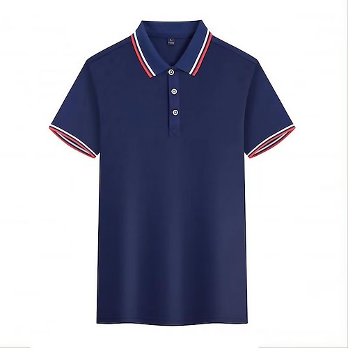 

Herre golf polo Forretning Sport Ribbet polokrave Klassisk Kortærmet Forretning Enkel Helfarve Knap foran Sommer Slank Pasform Dybgrøn Sort Hvid Rød Navyblå Marineblå golf polo
