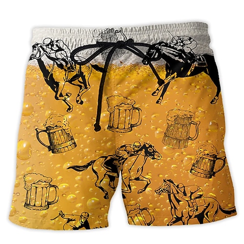 

Per uomo Boxer da surf Pantaloncini da mare Boxer da mare A cordoncino con fodera in rete Vita elastica Stampe astratte Birra Asciugatura rapida Breve Informale Giornaliero Per eventi Hawaiano Boho