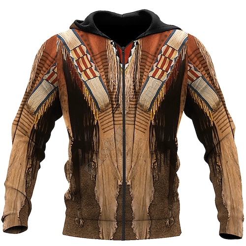 

Homme Sweat à capuche zippé Veste Jaune clair Capuche Tribal Imprimés Photos Zippé Imprimer Sport Loisir du quotidien Des sports 3D effet Vêtement de rue Décontractées Printemps Automne Vêtement