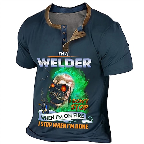 

Per uomo Camicia Henley Magliette Pop art Alfabetico Henley Abbigliamento Stampa 3D Esterno Informale Manica corta Bottone giù Stampa Di tendenza Originale Comodo