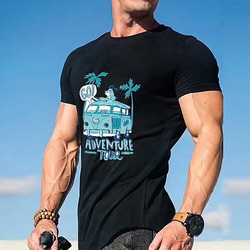 

Per uomo maglietta Magliette grafiche Camicia fresca Stampe astratte All'aperto Veicolo Girocollo Stampa a caldo Strada Da mare Maniche corte Stampa Abbigliamento 32S Originale Essenziale