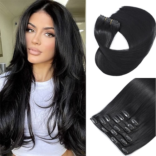 

clip in hair extensions ægte menneskehår 120g hair extensions 7 stk clip i menneskehår 18 tommer hair extensions ægte menneskehår klip i sømløs clip i hair extensions menneskehår til sorte kvinder