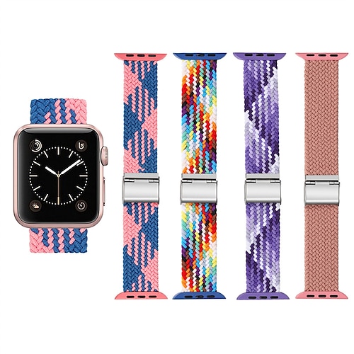 

4 Pack Solo Loop Compatible with Apple Watch band 38mm 40mm 41mm 42mm Braided Stretchy Adjustable Nylon Strap Replacement Wristband for iwatch Series 8 7 6 5 4 3 2 1 SE