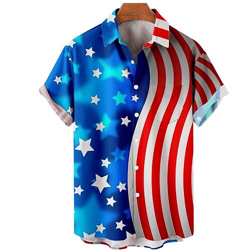 

Hombre Camisa camisa hawaiana Bandera estadounidense Cuello Vuelto Rojo Azul Marino Azul Real Azul Piscina Azul Oscuro Exterior Calle Mangas cortas Abotonar Estampado Ropa Tropical Moda Hawaiano