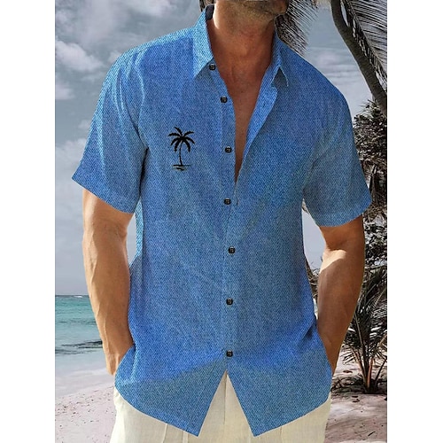 

Homme Chemise Cocotier Imprimés Photos Col rabattu Bleu Vert Bleu de minuit Vert / Blanc Noir Blanc Extérieur Plein Air Manches courtes Bouton bas Imprimer Vêtement Tenue Lin Sportif Mode Vêtement