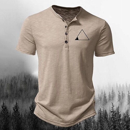 

Herren T Shirt Henley Shirt Grafischen T-Shirt Cooles Hemd Grafik-Drucke Dreieck Modisch Henley Heißprägen Strasse Urlaub Kurze Ärmel Bedruckt Bekleidung Designer Basic Moderne zeitgenössische