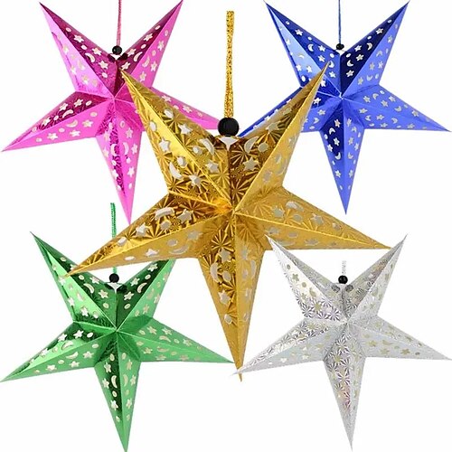 

10 stk hul 3d laser pentagram ornament juledekoration