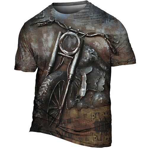 

Graphic Motorcycle Vintage Fashion Designer Men's 3D Print T shirt Tee Motorcycle T Shirt Outdoor Daily Sports T shirt Red Blue Brown Short Sleeve Crew Neck Shirt Spring Summer Clothing Apparel S M