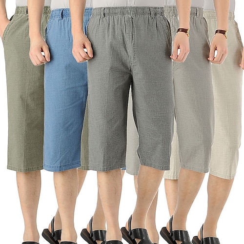 

Herren Shorts Kurze Hosen Leinenshorts Kurze Hosen Sommer-Shorts Capri-Shorts Tasche Glatt Komfort Atmungsaktiv Outdoor Täglich Ausgehen Leinen / Baumwoll Mischung Modisch Strassenmode Blau Grün