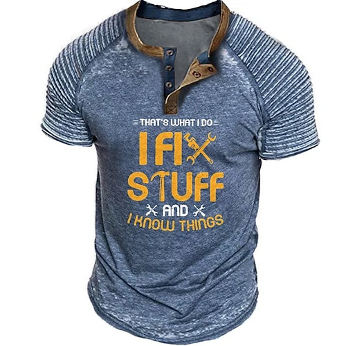 

Herre Henley-skjorte Grafiske T-shirts Cool skjorte Grafiske tryk Slank Plisseret bogstavtryk Hobby Henley Varm Stempling Gade Ferierejse Kort Ærme Knap Trykt mønster Tøj Mode Designer Basale