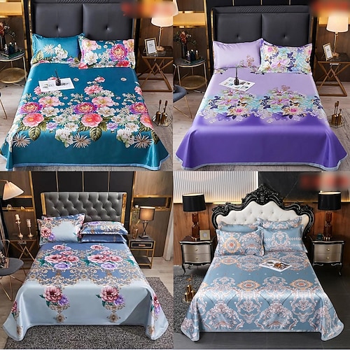 

Lençol de lençol de gelo estampado estilo muji estampado universal de quatro estações capa de cama