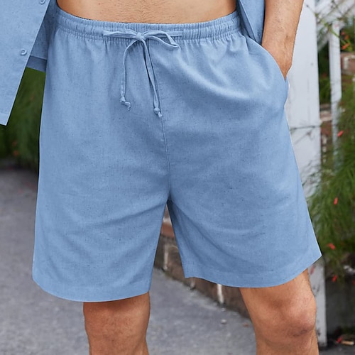 

Homme Short Short en lin Short d'été Short de plage Cordon Taille elastique Plein Confort Respirable Extérieur du quotidien Sortie Mélange de Lin Coton Mode Vêtement de rue Noir Blanche