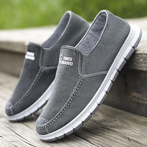 

Homme Mocassins et Slip On Chaussures de confort Baskets à enfiler Décontractées Classique Extérieur du quotidien Tissu Bleu Gris Slogan Printemps Automne