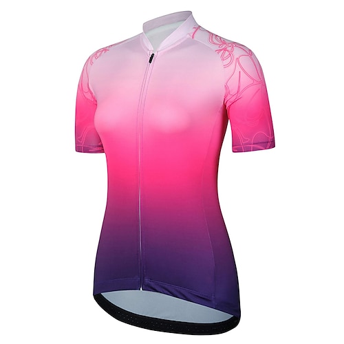 

21Grams Women's Cycling Jersey Short Sleeve Bike Top with 3 Rear Pockets Mountain Bike MTB Road Bike Cycling Breathable Moisture Wicking Quick Dry Reflective Strips Pink Purple Graphic Gradient Sports