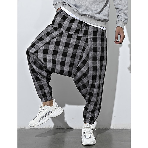 

Herre Posete Uformelle bukser Stripe Stripe Rynkebestandig Hurtigtørkende Full lengde utendørs Avslappet Lin / bomullsblanding Fritid Hip-hop Svart Grå Mikroelastisk