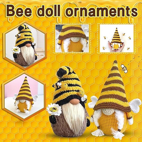 

Love Bee Festival Knitted Plush Doll Decoration Cute Dwarf Faceless Doll Ornament