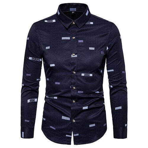 

Per uomo Classico Camicia Standard Manica lunga Squadrata Fantasia geometrica Stampe Poliestere Nero Bianco Rosa 2023