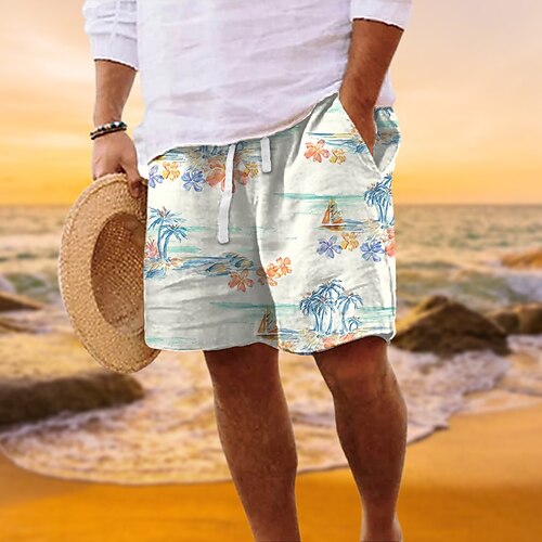 

Per uomo Pantaloncini estivi Pantaloncini da spiaggia A cordoncino Vita elastica Pop art Albero di cocco Traspirante Morbido Breve Informale Giornaliero Per eventi Streetwear Hawaiano Rosa Blu Media