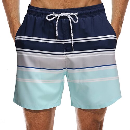 

Herre Surfeshorts Badeshorts Sommershorts Strandshorts Snorer med mesh fôr Elastisk midje Stripe Grafiske trykk Hurtigtørkende Kort Avslappet Daglig Ferie Bohem Hawaiisk Blå Mikroelastisk