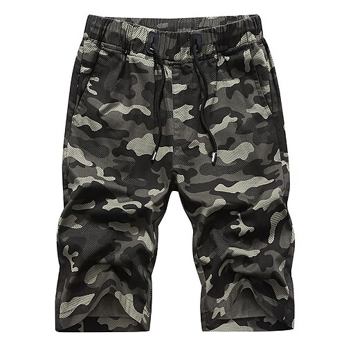 

Herre Shorts Casual shorts Lomme Snørelukning Elastisk Talje Camouflage Komfort udendørs Daglig I-byen-tøj 100 % bomuld Gade Stilfuld Sort militærgrøn