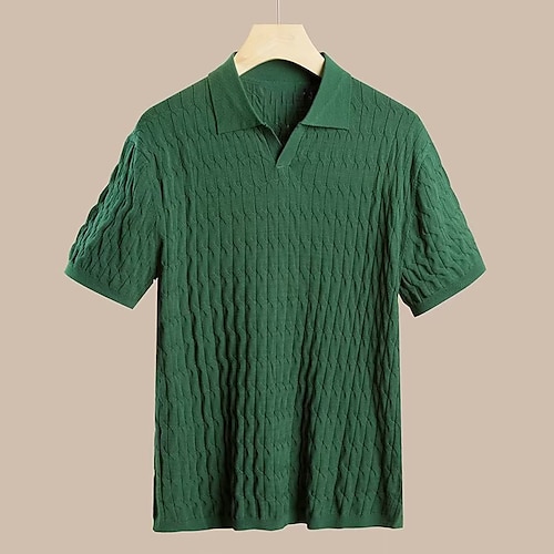 

Herren Polo Pullover Polo Geschäft Täglich Kargen Kurze Ärmel Stilvoll Klassisch Glatt Strick Sommer Frühling Schwarz Weiß Grün Polo Pullover
