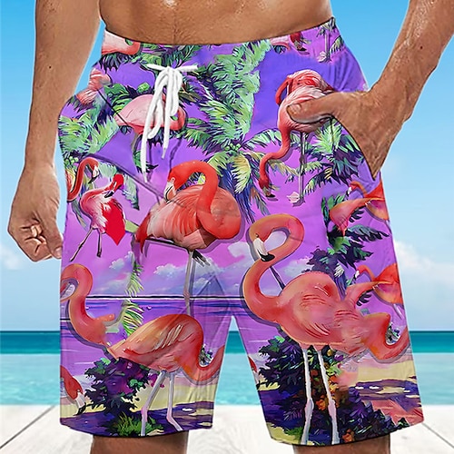 

Per uomo Boxer da surf Pantaloncini da mare Boxer da mare A cordoncino con fodera in rete Vita elastica Fenicottero Stampe astratte Asciugatura rapida Breve Informale Giornaliero Per eventi Hawaiano