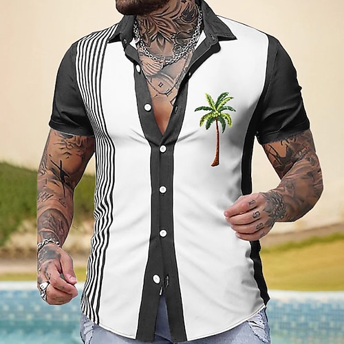 

Per uomo Camicia Camicia hawaiana Albero di cocco A strisce Stampe astratte Collo ripiegabile Blu-verde Vino Blu Verde Grigio Esterno Strada Maniche corte Stampa Abbigliamento Di tendenza Streetwear